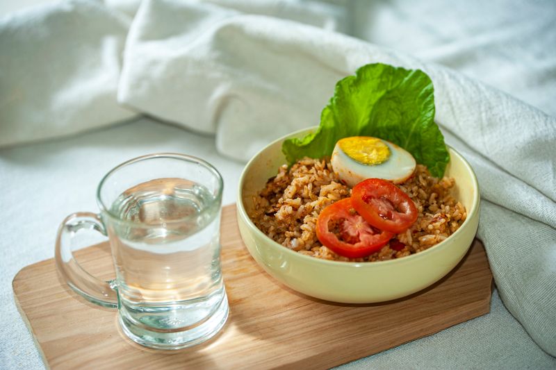 diet food and a glass of water